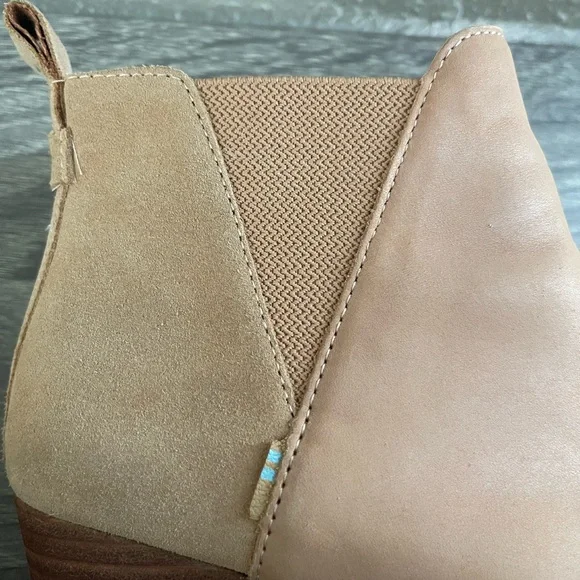 Toms Kelsey Tan Brown Casual Leather Wedge Ankle Booties Boots Shoes Size 8.5 - Picture 9 of 12